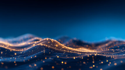 Aufkleber - Abstract digital landscape with dynamic lines and particles, digital art style, on a dark blue background, concept of data analysis. Generative AI 33197712 1