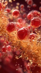 Poster - Cranberry Juice Splash Close-Up: Liquid Burst, Dynamic Motion, Refreshing Drink, Studio Shot, Vibrant Color, Abstract Design