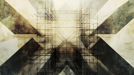 Poster - Abstract Geometric Lines and Shapes in Soft Earthy Tones