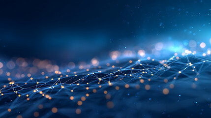 Poster - An abstract digital network design with a dark blue background and light effects creating a futuristic tech texture. 3D Rendering 86667035 4