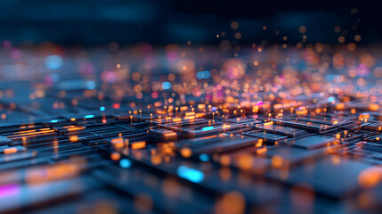 Aufkleber - Abstract pixel explosion in vibrant colors on a dark grid background. Creative technology concept. 3D Rendering 47278417 4