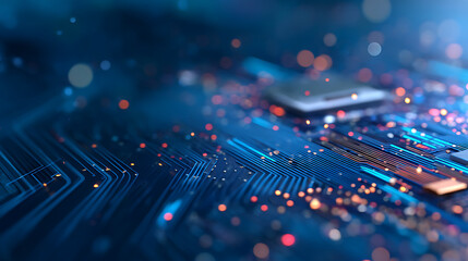 Aufkleber - Creative digital blue circuit grid texture. Landing page concept. Technology, innovation and ai concept. 3D Rendering. 72514462 4