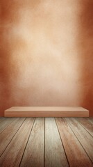 Poster - Wooden shelf and floor against textured wall backdrop for product display studio shot interior design mock up template