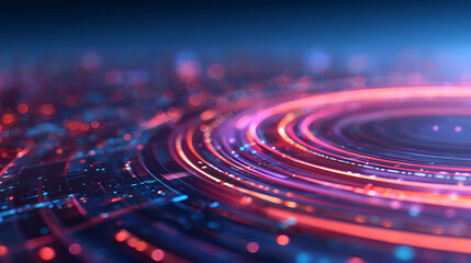 Aufkleber - Red and blue luminescent circles on a technological backdrop. Energy and innovation concept. Generative AI 14284047 4