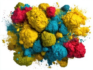 Poster - Colorful Abstract Explosion of Pigment on White Background Studio Shot Close Up of Vibrant Powder
