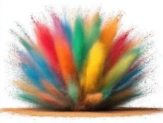 Poster - Explosion of vibrant colorful powder paint on white background studio shot abstract art concept holi festival celebration