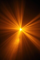 Poster - Golden light beams radiating from a central point in a dark space abstract concept art photography