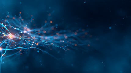 Aufkleber - Modern dynamic blue neuron plasma energy laser. Futuristic virtual technology background, digitally generated image. 3D Rendering. 25597743 2