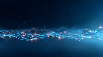 Poster - Modern dynamic blue neuron plasma energy laser. Futuristic virtual technology background, digitally generated image. 3D Rendering. 77832289 3