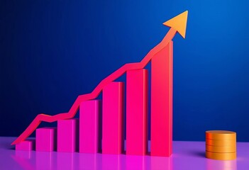 Poster - Upward trending bar graph illustrating business growth and profit,  infographic,  design