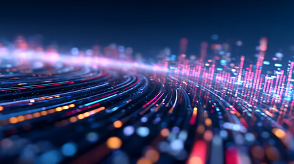 Aufkleber - Creative blue digital chart background blurry business interface. Technology, communication, connection, web and science concept. 3D Rendering. 73658425 3