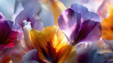Poster - Abstract floral petals close up macro shot vibrant colors backlit artistic composition botanical beauty