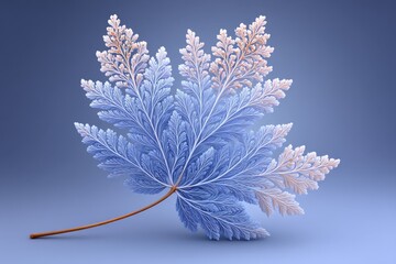 Wall Mural - A close-up of a maple leaf with intricate frost patterns forming on its edges