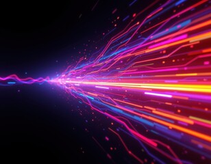 Poster - neon glow digital art with luminous streaks and glowing gradients against a dark background