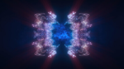 Poster - A mirrored abstract pink and blue swirling energy, forming a cosmic and futuristic design