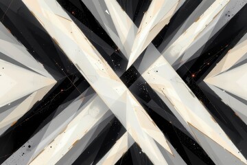 Poster - geometric abstract with angular streaks and facets, emphasizing sharp lines and contrasting light/da