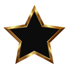 Wall Mural - isolated dark gold, bronze star with metallic effect with empty black text space, box. element for a
