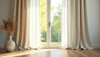© settapong - Soft ivory linen curtains, natural light flowing through , bright, delicate