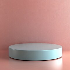 Poster - A 3D rendering of an abstract podium set against a coral-colored background