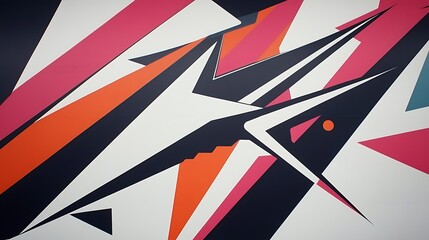 Poster - Dynamic Geometric Composition with Bold Black Lines and Vibrant