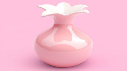 Poster - Elegant Pink Vase with White Floral Top on a Soft Pink Backgroun