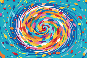 Poster - Colorful swirling abstract vector illustration with dynamic shapes and vibrant hues creating an energetic and playful atmosphere