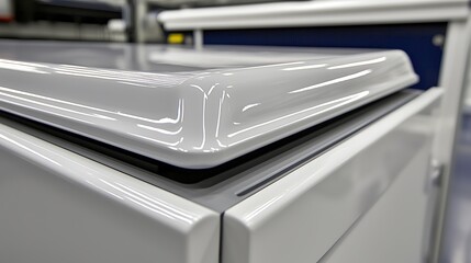 Poster - Glossy White Industrial Equipment Corner Detail with Reflected L