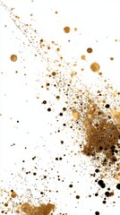 Poster - Abstract gold and black paint splatter on white background; overhead shot of artistic paint explosion for creative design
