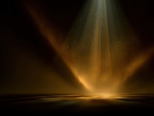 Poster - Golden light beams shining down on a dark stage creating a dramatic and elegant atmosphere abstract illustration