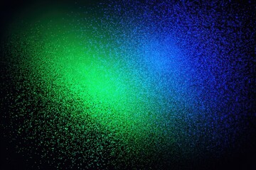 Leinwandbilder - Abstract Gradient of Green and Blue Glittering Particles on Dark Background Close Up Digital Art