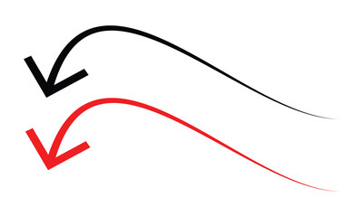Fototapete - Single headed black and red curve arrow icon isolated on white. Semi circular arrow. Arrow icon for your web site design. Arrow icon. Black and red single headed curve arrow icon on white background.