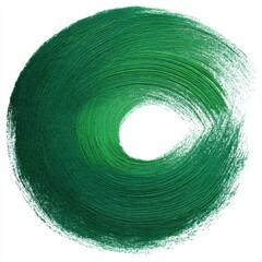 Poster - Emerald Green Paint Swirl on White Backdrop Close Up Abstract Art Texture Background Circular Brush Stroke Design Element