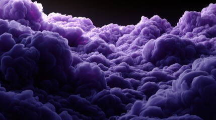Poster - abstract purple clouds forming a dreamy landscape from low angle view in studio lighting for fantasy