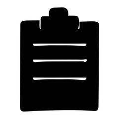 Poster - Black clipboard icon with blank white lines representing text or notes
