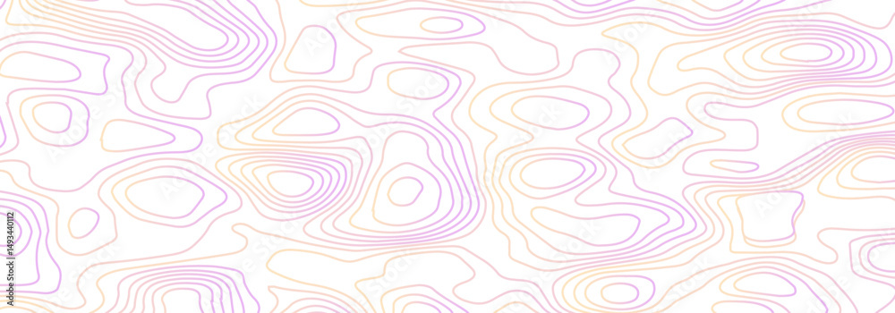 Abstract topographic map contour, white background and colorful wave ...