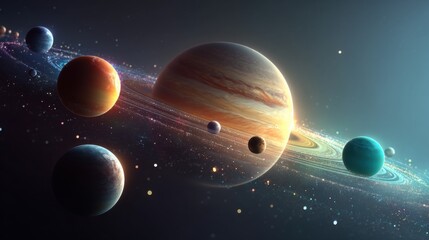Wall Mural - Planetary System with Jupiter and Moons