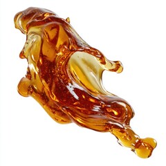 Poster - Golden liquid splash on white background, abstract caramel syrup flow, studio shot, dynamic movement, shiny texture, sweet treat concept