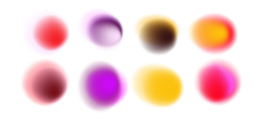 Poster - Vector illustration in neo-minimalist gradient style: soft, blurred, colorful circles on white background. Features red, yellow, pink, purple—reflecting a popular  trend in abstract digital design.