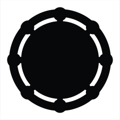 Poster - A circular geometric design featuring interconnected rings and nodal points in black