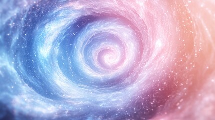 Wall Mural - A spiral galaxy with a blend of blue and pink hues, featuring a central vortex and surrounding stars.