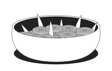Aufkleber - sliced onions in bowl 2d line object. chopped leeks. scallions slices. vegetable rings. salad toppin