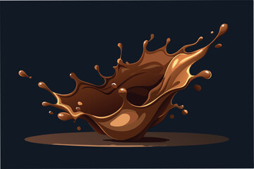 Leinwandbilder - Vector illustration of a dynamic chocolate splash with flowing curves and droplets capturing the essence of rich cocoa in motion against a dark background