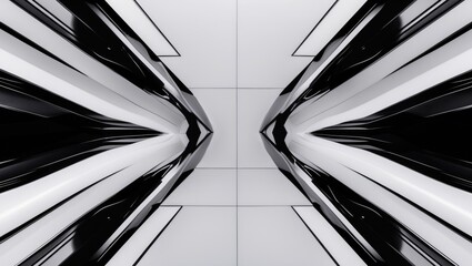Poster - Rectangular black and white design featuring horizontal symmetry for clothing, backdrops, and tiles.