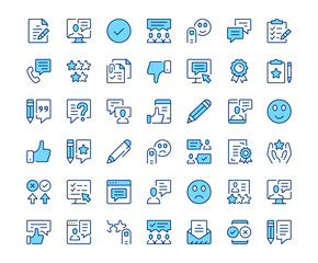 Fototapete - Testimonials icons. Vector line icon set. Modern outline design. Blue concept