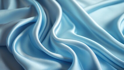 Poster - Background featuring folds of silk fabric in sky blue