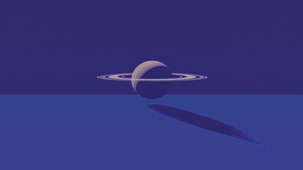 Wall Mural - Saturn with its iconic rings against a deep blue background