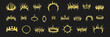 © Perfect Vector - Set of 30 golden religious crowns and thorn crowns silhouettes with various shapes and styles for Christian symbolism and decorative design elements on black background