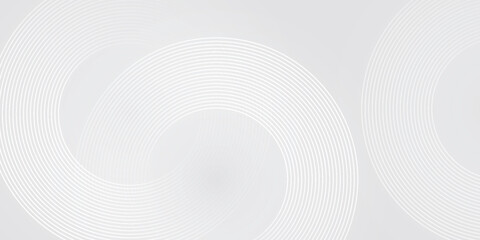 Aufkleber - White geometric abstract background overlap layer on bright space with lines effect decoration. Modern graphic design element circles style concept for banner.