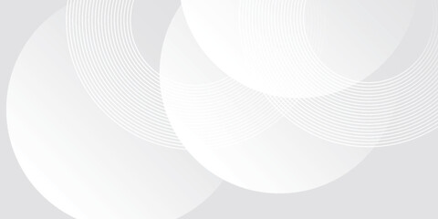 Aufkleber - White geometric abstract background overlap layer on bright space with lines effect decoration. Modern graphic design element circles style concept for banner.