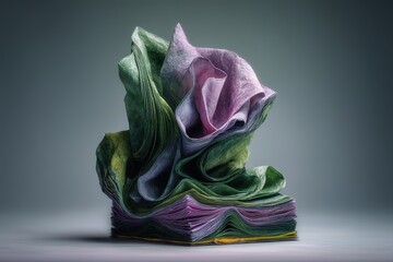 Poster - Creative arrangement of colorful paper resembling abstract art displayed indoors